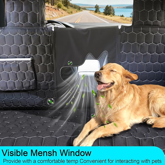 Dog Seat Covers for Back Seat, Dog Car Seat for Tesla Model 3, 100% Waterproof Pet Seat Cover Protects from Scratches, Scuffs, Hammock for Tesla with Mesh Window & Headrest Protection