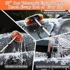 21Pcs Car Wash Kit with 60" Heavy-Duty Extension Pole, Soft Car Wash Brush, Wheel & Tire Brush, Scratch-Free Car Mop Mitt & Window Squeegee, Detailing Tool for Car Exterior & Interior Cleaning