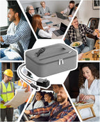 Portable Food Warmer - Heated Lunch Box for Adluts - Electric Thermal Lunch Bag with Buckle Handle, Heating Food Warmer Bags for 12V/24V Car & Truck, 110V/220V Home/Office, Gray