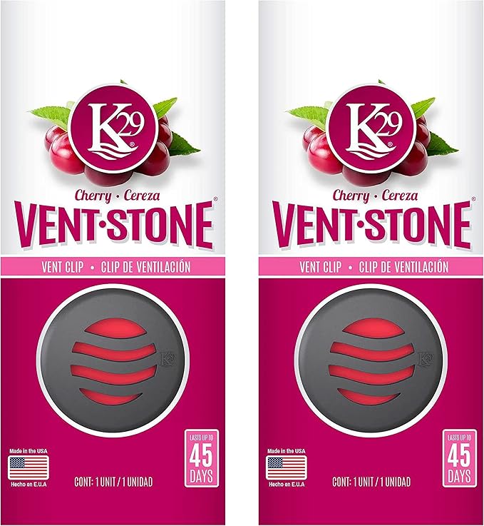 2 Cherry Scent Long Lasting Aroma Vent Stone Clip Air Freshener Odor Eliminator