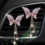 Pink Butterfly Heart Air Vent Clips, 2 Pcs Pink Butterfly Car Air Fresheners Air-conditioning Vents Clips Car Diffuser Diamond Car Interior Decor Charm Cute Car Accessories Decoration for Women