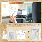 Boao 150 Sets Hanging Car Air Freshener Diffuser Bottles with Instruction Card and 4 x 6'' Resealable Holographic Bag for Empty Car Essential Oil Perfume Bottles Packaging (Cube)