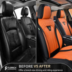 FLORICH Seat Covers for Cars, Waterproof Automotive Seat Covers, Leather Car Seat Covers 2 Pack, Universal Front Seat Cushion Protector for Most Cars Trucks SUV-Black&Orange