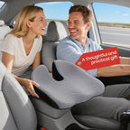 Benazcap Car Seat Cushion - Memory Foam Car Seat Pad - Sciatica & Lower Back Pain Relief - Car Seat Cushions for Driving - Road Trip Essentials for Drivers-Grey