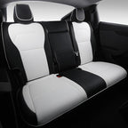 Custom Fit Seat Covers for 2025 2026 Tesla Model Y Juniper (5-Seater) - Ventilated Seats & Rear Screen Compatible - Nappa Leather Full Set Car Seat Protectors (Black+ White, Model Y 2025)
