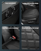 West Llama PU Leather Car Seat Cover Fit Winter,Breathable Bottom Seat Covers for Cars for Heated Seats,Universal Fits 90% Cars,SUVs,Sedans,21.26 × 20.86 Inch(1Piece-Black)