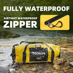Airtight Zipper Waterproof Duffel Bag 110L- 700D PVC Dry Bag Extra Large Dry Bags with Straps&Handles for Camping Boating Kayaking Rafting Canoeing Gym Beach Car Roof Storage (Yellow)