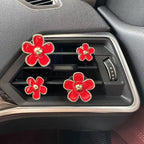 4PCS Daisy Flower Air Vent Clip Air Conditioning Outlet Clip Car Air Freshener Clip Car Interior Decor Charm Colorful Car Interior Accessories for Girls Women(Red)