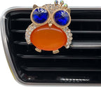 Cute Orange Cartoon Owls Car Air Freshener, 2pcs Owls Vent Clips, Bling Car Accessories, Lavender Scent