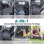 XL Back Seat Extender for Dogs-Supports 400lb,Waterproof Dog Car Seat Cover Hard Bottom-Detachable,600D Oxford Cloth Proof Nonslip Soft,Dog Hammock for Car,SUVs