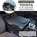 Center Console Armrest Cover Compatible with Toyota Tundra 2022+ Sequoia 2023+ Leather Middle Console Cushion Lid Pad Waterproof Anti-Scratch Armrest Seat Box Cover With Pocket Storage Bag Accessories