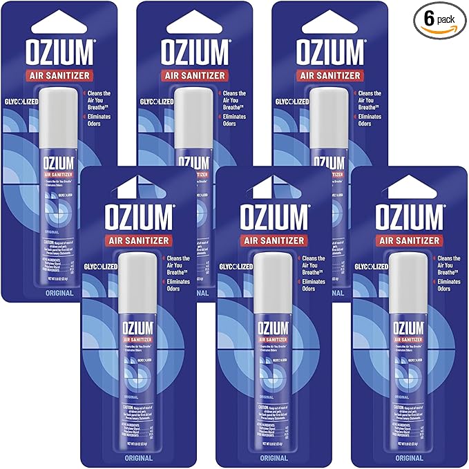 Ozium 0.8 oz. Air Sanitizer & Odor Eliminator for Homes, Cars, Offices and More, Original Scent, Pack of 6