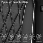 CAR PASS Piping Luxury Leather Two Front Car Seat Covers,Silver Glitter Waterproof Seat Cover Compatible with Front Seat Armrests,Universal Fit for Suvs,Vans,Trucks,Airbag Compatible(Black and Silver)