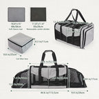 Expandable Cat Carrier for 2 Cats, Double Compartment Large Pet Carrier for Long Distance Car Travel, Includes 2 Portable Litter Boxes, Foldable Multi-Cat Travel for Road Trips & Camping, Gray