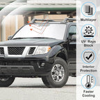 Windshield Sun Shade Custom Fit for 2006-2021 Nissan Frontier Accessories Foldable Sunshade Sun Blocker Protect Car from Sun Rays & Heat Damage Keep Car Cooler