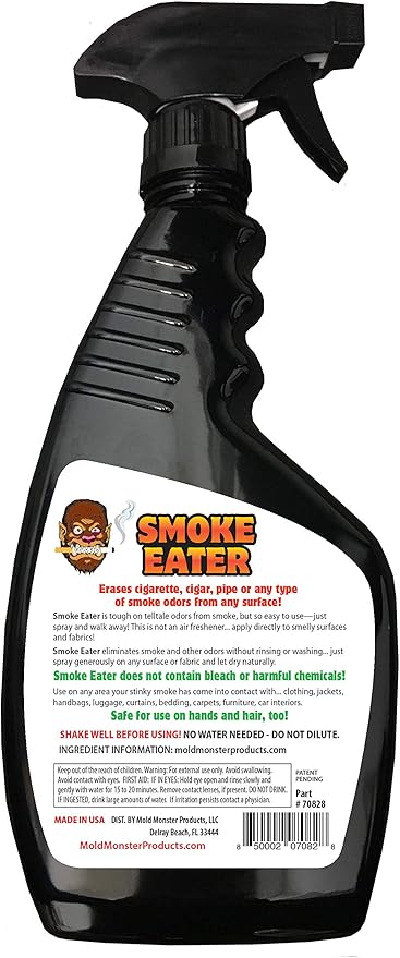 Smoke Eater Odor Eliminator Spray, Sea Breeze, 22 oz — Breaks Down Smoke Odor at the Molecular Level — Works on Fabric, Cars, Furniture — Made in USA