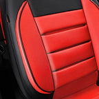 CAR PASS Leather Car Seat Covers Front Seats Only, Universal Fit Automotive Interior Waterproof 3D Foam Back Support Car Seat Covers for Trucks Vans and SUVs Airbag Compatible 2 Pieces （Black Red