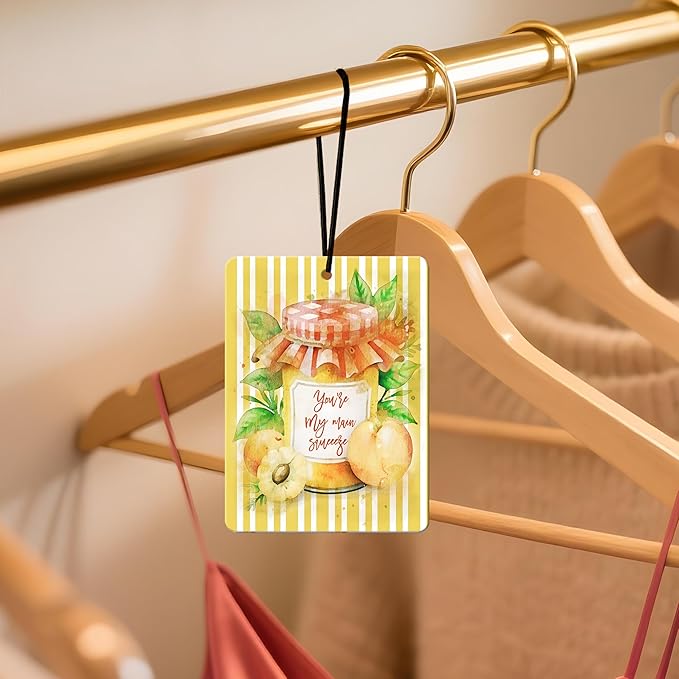 Fruit Jam Jar Car Air Freshener 4 Pcs, Watercolor Raspberry Blueberry Peach Scented Hanging Decor for Women Girls, Vehicles Home Office, Gift Idea Mirror Accessory