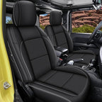AOMSAZTO Custom Fit Seat Covers for Jeep Wrangler 2-Door 2007 2008 2009 2010 Faux Leather Car Seats Cover Black