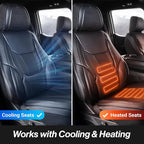Coverland Custom Fit Car Seat Covers for Car Compatible with [2021-2026 Kia K5, 2000-2010 Kia Optima] Premium Water Resistant Leather Non-Slip Interior Protector [Full Set Black - Size Chart X70]