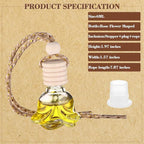 50 Pcs 8ml Hanging Car Air Freshener Diffuser Empty Clear Glass Essential Diffuser Oil Aromatherapy Fragrance Perfume Pendant Rose Shape with Wooden Cap Hanging String Car Diffuser Bottle