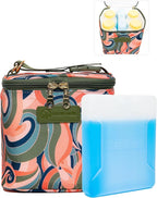 Sarah Wells Cold Gold Breastmilk Cooler Bag with Safety Tested Ice Pack – Insulated Milk Storage for Work, Travel & Daycare – Fits Bottles & Pump Parts – Durable, Washable (Groovy)