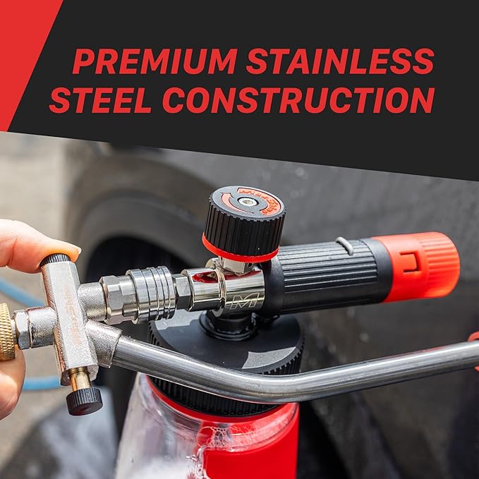 Maxshine Universal Foam & Wash 2-in-1 System – Quick Connect Foam Cannon & Pressure Washer Nozzle – Stainless Steel for Premium Car Detailing – Easy Switch