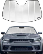 Windshield Sun Shade for Dodge Charger 2011-2023 Without Rearview Mirror Mounted Camera. Reflective Aluminum Film Front Window Sunshade B
