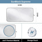 Foldable Car Windshield Sun Shade – 280T Thickened Reflective UV & Heat Shield with Storage Bag, Keeps Interior Cool, Universal Fit for Sedans, SUVs & Trucks – Medium (64" x 32")