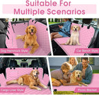 Waterproof Dog Car Seat Cover for Back Seat - Durable, Scratch Proof Pet Hammock with Nonslip Design & Storage Pockets, Fits Cars, SUVs, Trucks - L, Pink/Grey