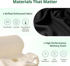 Memory Foam L-Shaped Seat Cushion with Lumbar Support & Adjustable Strap - Tailbone Pain Relief for Office Chair, Car, Home - Non-Slip Bottom, Breathable Mesh Cover (Black)