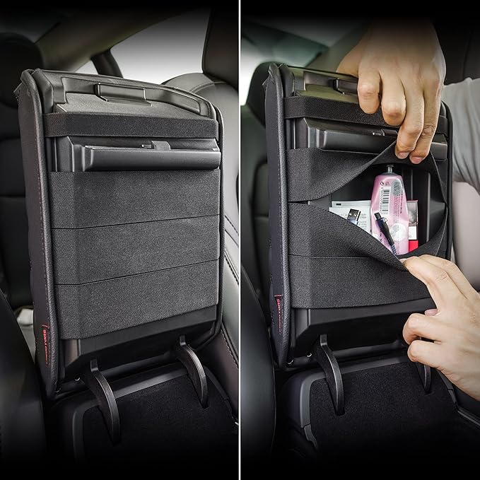 KMMOTORS Fits Model y, Model 3 (2021-2024) Center Console Cover Quilting White, Armrest Cushion, Console Protector, Vegan Leather, Model 3 Accessories, Model y Accessories (Creamy White)