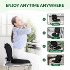 Seat Cushion & Adjustable Lumbar Support Pillow Set,Charcoal Memory Foam for Sciatica,Back & Tailbone Pain Relief,Washable Cover & Non-Slip,Ergonomic for Office Chair,Car,Wheelchair -Black