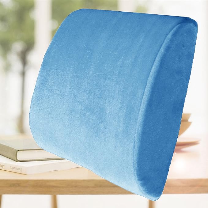 Bookishbunny 2pc High Resilience Memory Foam Seat Chair Waist Lumbar Back Support Cushion Pillow Car Office Home (Light Blue)