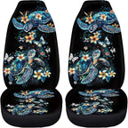 Car Seat Cover Set of 2 Car Seat Covers,Breathable Soft Bucket Seats High Back Seats Protector Cushion Universal Fit Most Vehicle Interior Set(Blue Sea Turtle with Fresh Flowers 51)