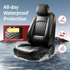 Santa Fe Seat Covers Custom Fit for Hyundai Santa Fe 2007-2026 (Only 5-Seat Version) - Full Set Premium Leather, Waterproof, All-Weather, Airbag Compatible, Car Seat Protectors (Black)