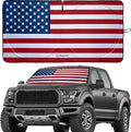 Magnelex American Flag Windshield Sun Shade, High-Resolution Sun Shield with Mirror Cut-Out for Automotive Interior Sun Protection Heat Reduction, Folding Car Sunshade with Storage Bag - X-Large