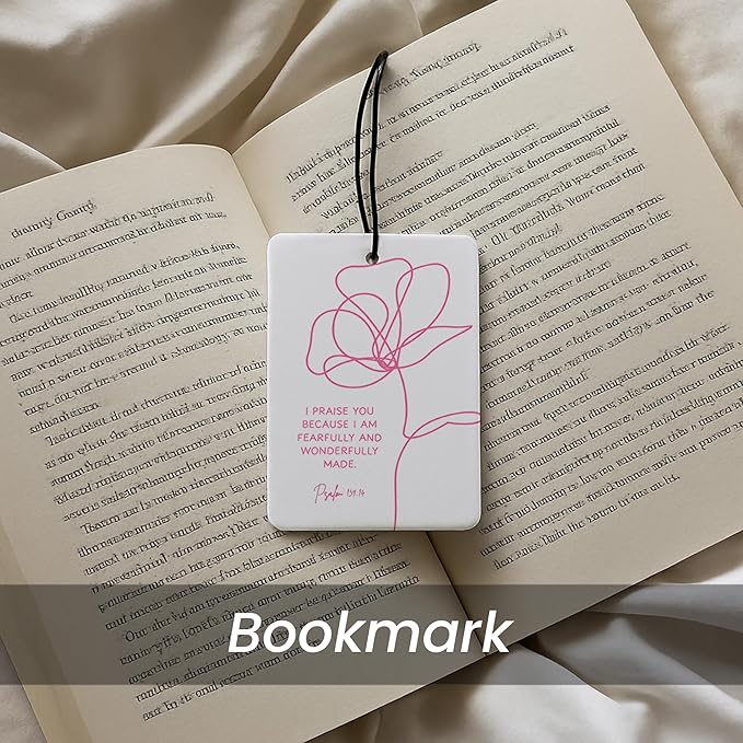 Trendy Pink Christian Bible Car Air Freshener 4 Pcs - Cute Floral Christian God is Good Air Freshener Hanging Decor for Cars Closet Drawer Books, Girly Car Accessories Mirror Decor for Women