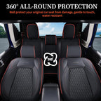 Coverado Seat Covers for Jeep Wrangler, Waterproof Leather Seat Covers Accessories Custom Fit JL 2/4 Door Car Seat Cover Protector Cushion Full Coverage Unlimited X Rubicon Sahara 2018-2024 (Red Line)