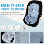 Infant Carseat Insert, 2-in-1 Reversible Baby Car Seat Cushion for Newborn Toddler Head & Body Support Car Seat Pad for Carseats, Strollers, Swings, Bouncers