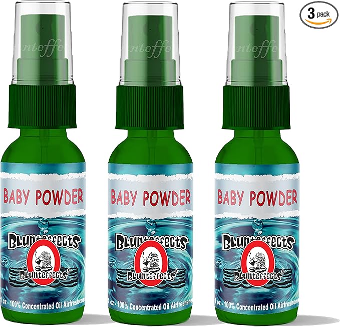 Blunteffects Blunt Effects 100% concentrated Air Freshener Car/Home Oder Neutralizing Spray (3 Pack) [Choose The Scent] (Baby Powder)
