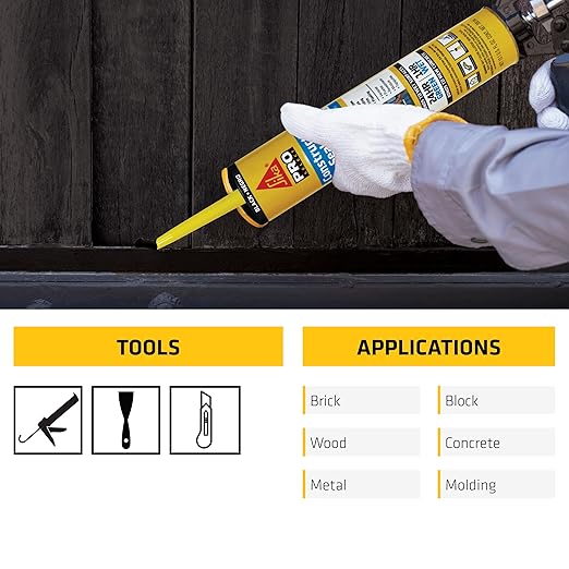 SIKA Sikaflex Construction Sealant - Black, Paintable Polyurethane, All-Purpose for Sealing Joints & Gaps, 10.1 fl. oz Cartridge - Weatherproof, Durable, Non-Corrosive