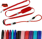 10FT Hands Free Dog Leash for Small Medium Large Dogs, Heavy Duty Reflective Dog Leash with Traffic Handle, Seat Belt Buckle & Poop Bag Holder (Red)