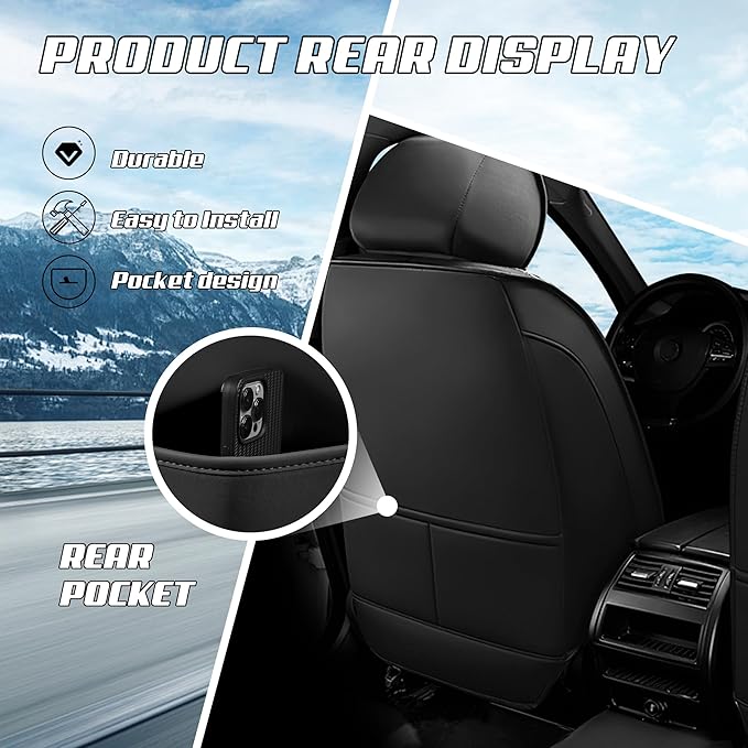 Car Seat Covers Fit for Toyota rav4 2000-2026, Stylish Sport Seat Covers, Waterproof Wear-Resistant Premium Nappa Leather Car Seat Cover.(2 Pcs Front/Black Blue)