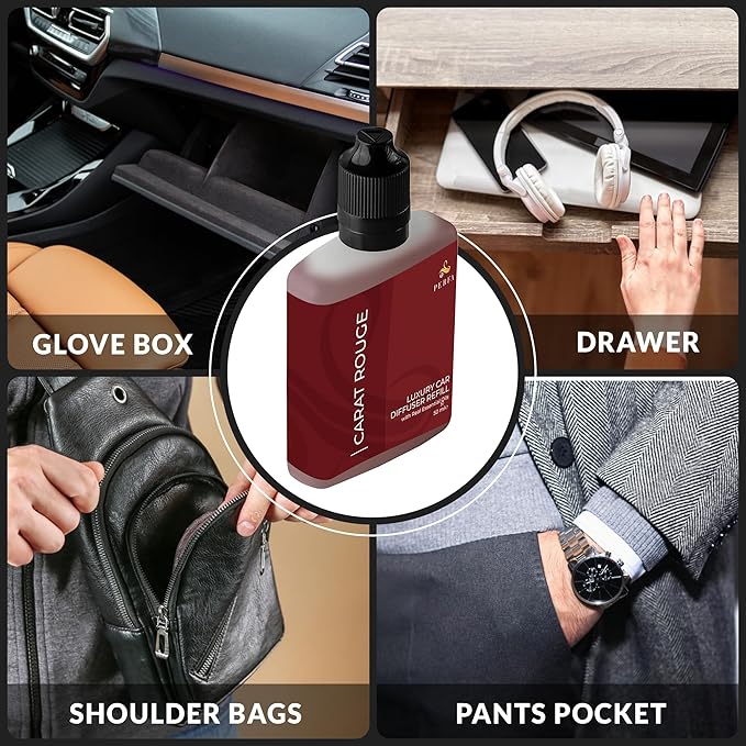 Carat Rouge Car Air Fresheners (Refill) | Affordable Fragrance for Women | 50ml Diffuser Refill with 3-Month Long-Lasting Aroma | Gift-Ready Women’s Perfume Scent by Perfa | Fresh Aroma for Daily