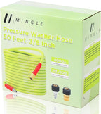 M MINGLE Pressure Washer Hose 50 FT x 3/8" - Replacement Power Wash Hose for Hot and Cold Water - High Pressure Hose with M22 14mm to 3/8 Inch Quick Connect Fittings - 4000PSI