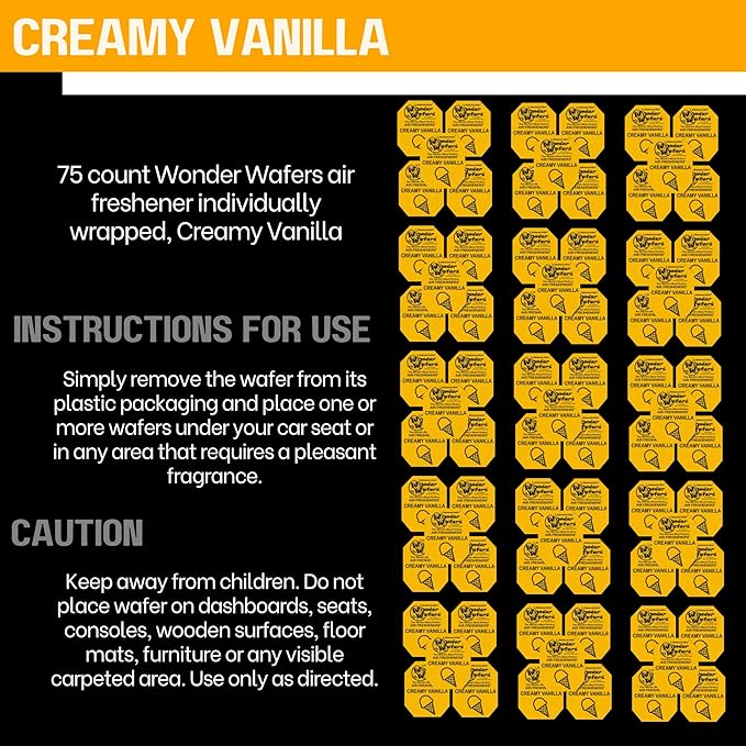 Wonder Wafers 75 count Air Fresheners Individually Wrapped, Creamy Vanilla Fragrance