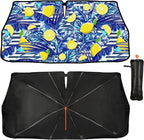 CHILL·TEK Funny Car Windshield Sun Shade Umbrella, Yellow Lemon Car Sun Shade Umbrella, Block UV Rays Heat Foldable Windshield Umbrella Sun Visor Protector - Keep Vehicle Cool for Cars SUV