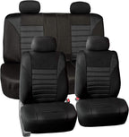 TLH Car Seat Covers Premium 3D Air Mesh Automotive Seat Covers Full Set Black Seat Covers Airbag Compatible and Split Rear Car Seat Cover Universal Fit Interior Accessories for Cars Trucks and SUV