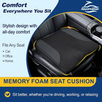 kingphenix Car Seat Cushion – Memory Foam Pad for Driving Comfort – Boosts Height and Relieves Coccyx & Lower Back Pain – Car, Truck, Office Chair (Leather & 4D Mesh Black)